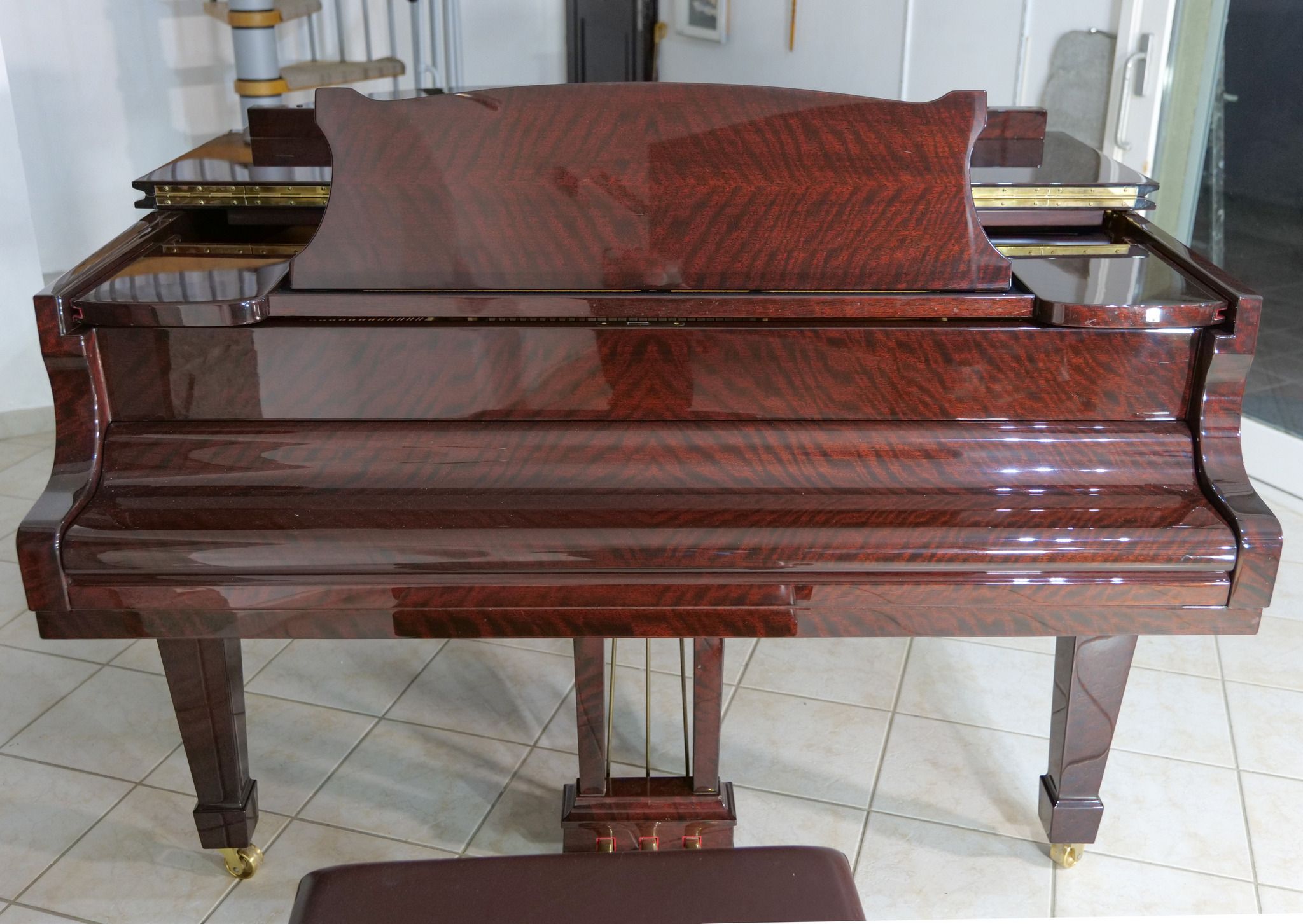 Polished mahogany finish detail